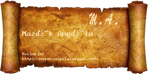 Mazák Angéla névjegykártya